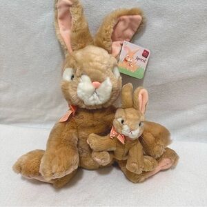 NWT Russ Apricot Mommy & baby Honey Bunny Easter rabbits Plush stuffed Toy  15” 